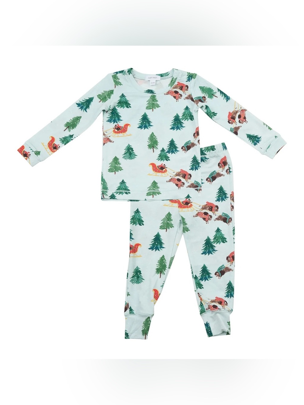 Angel Dear Winter Bison Sleigh Ride Bamboo Holiday Pajamas 4T